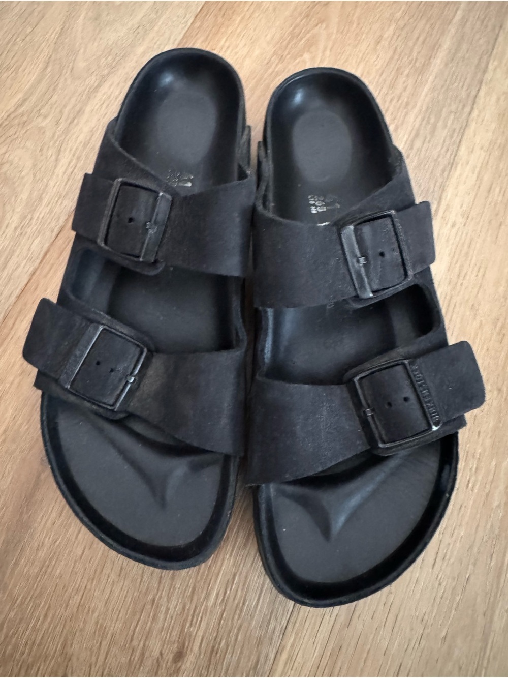 Birkenstock Arizona Size 41 All Black Double-Buckle Slide Sandals